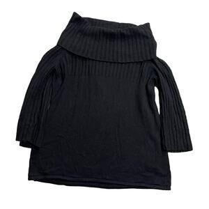 Peck & Peck Cowl Neck Sweater Women's Size Medium Wool Cashmere Black Turtleneck